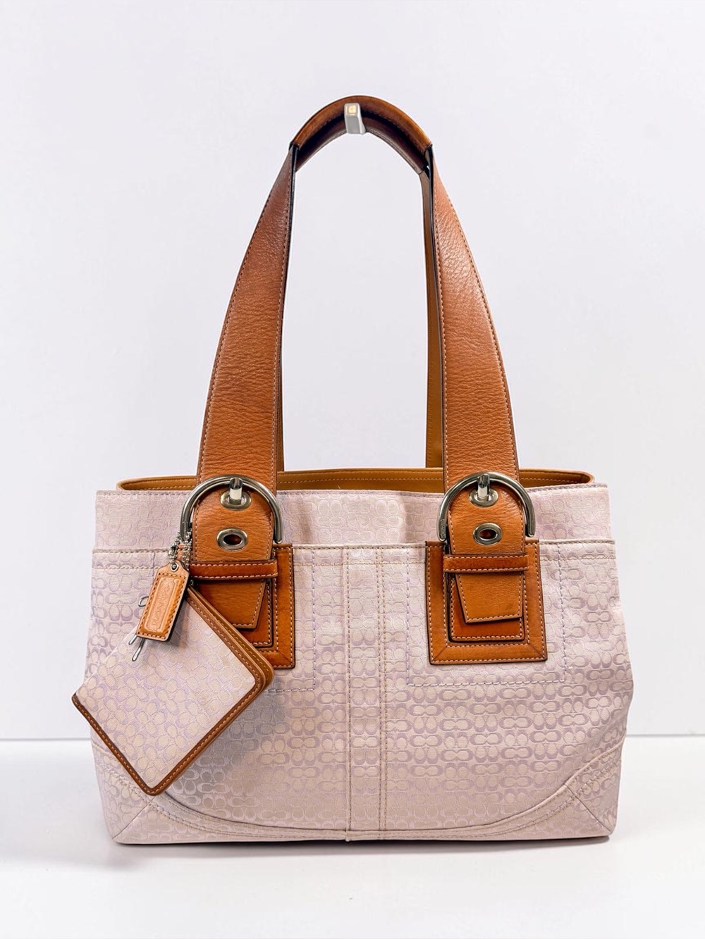 💖 Vintage Y2K Coach Soho Signature Tote Lilac Pink + Photo Frame Charm